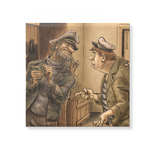 Vászonkép: „Piszkos Fred, a kapitány és Hobbs, a szállásmester” 50x50 cm