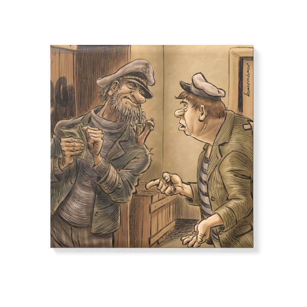 Vászonkép: „Piszkos Fred, a kapitány és Hobbs, a szállásmester” 50,2x50,2 cm